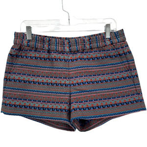 J Crew Women's Aztec Jacquard Boardwalk Pull On Shorts Blue Sz 4